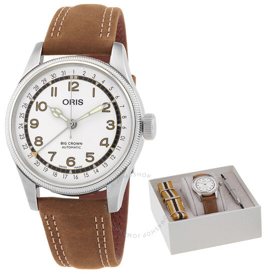 ساعة أوريس بيج كراون أوتوماتيكية بمينا أبيض