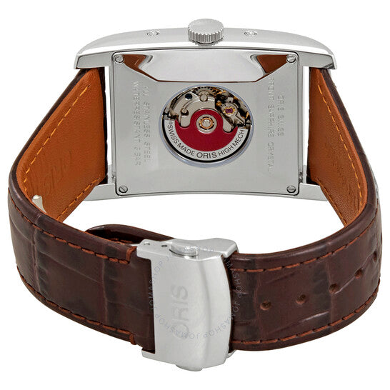 ساعة أوريس للرجال، مستطيلة الشكل، بقرص فضي، 582-7694-4061LS