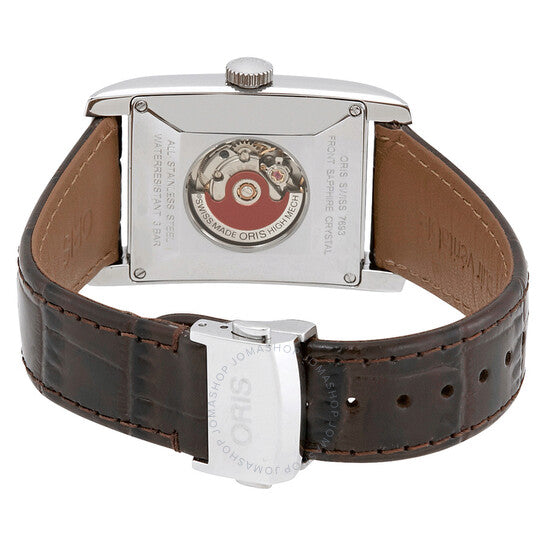 ساعة أوريس مستطيلة أوتوماتيكية للرجال بمينا فضي