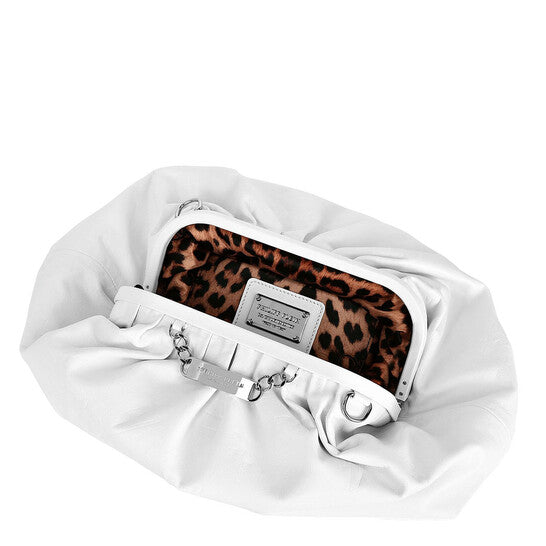Embossed Monogram Leather Pillow Bag In White