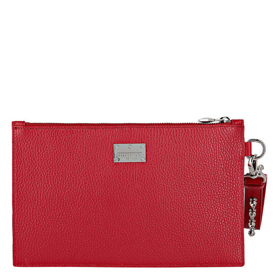 Faux-Leather Crystal Stud Clutch Bag