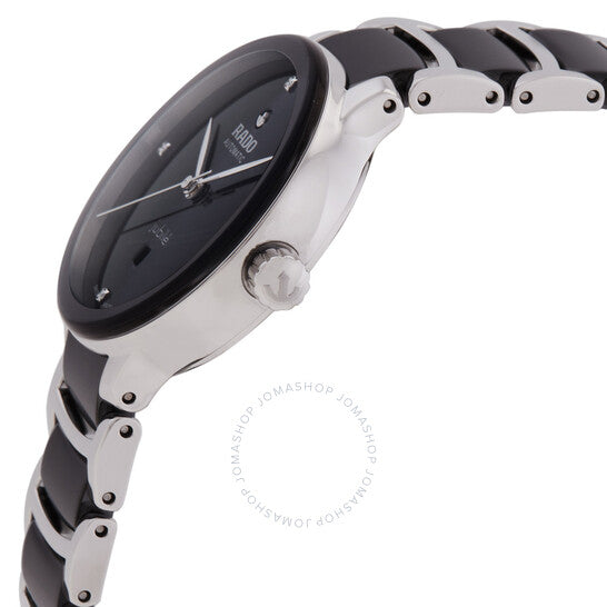 رادو، ساعة سينتريكس أوتوماتيكية للسيدات بمينا أسود من الألماس