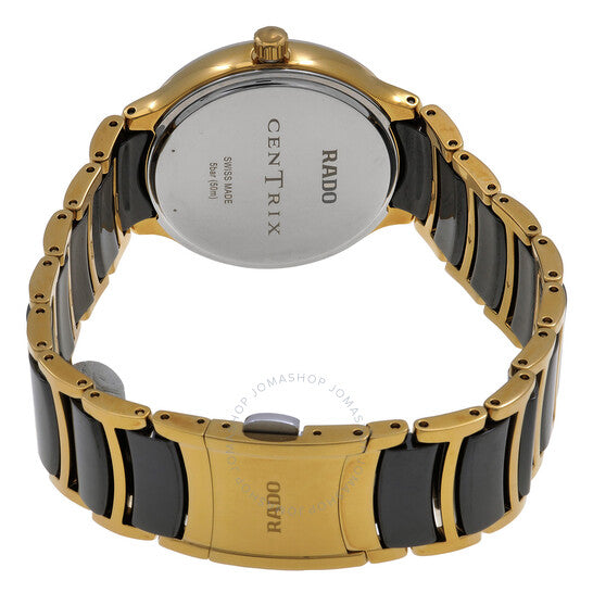 رادو، ساعة سينتريكس كوارتز ماسية بمينا سوداء للسيدات