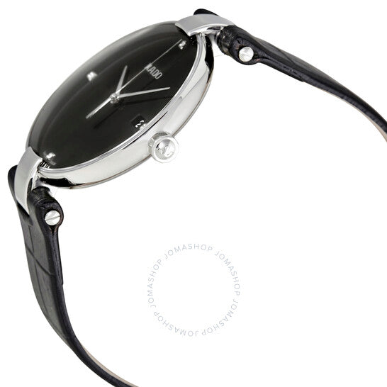 Rado, Coupole Black Diamond Dial Black Leather Men's Watch