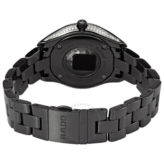رادو، ساعة هايبركروم أوتوماتيكية بمينا سوداء مرصعة بالألماس للسيدات
