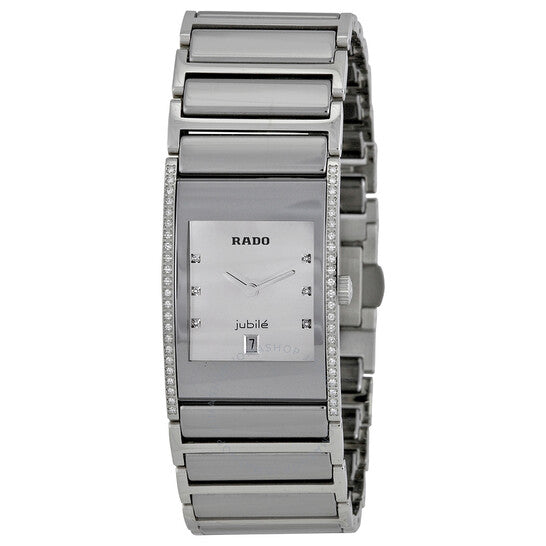Rado, Integral Silver Dial Diamond Platium-tone Ceramic Ladies Watch