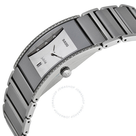 Rado, Integral Silver Dial Diamond Platium-tone Ceramic Ladies Watch