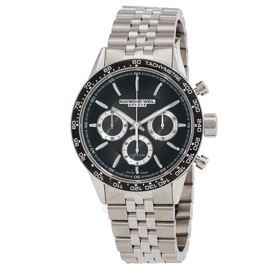 ساعة ريموند ويل فريلانسر كرونوغراف أوتوماتيكية للرجال بمينا أسود