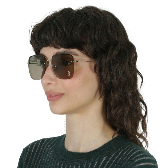 Saint Laurent, Green Square Ladies Sunglasses
