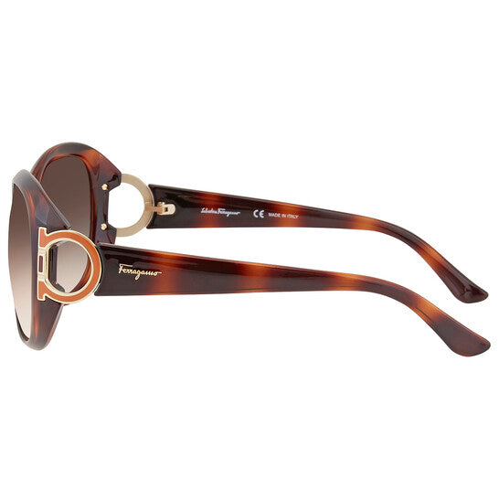 Salvatore Brown Gradient Oval Ladies Sunglasses