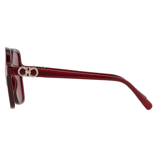 Salvatore Burgundy Square Ladies Sunglasses