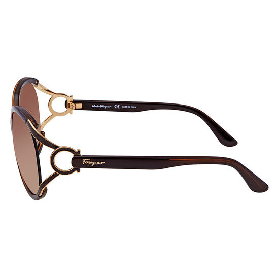Salvatore Brown Gradient Round Ladies Sunglasses