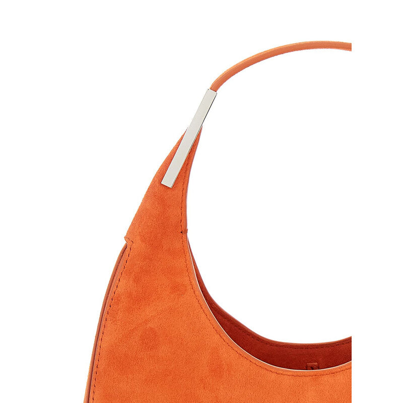 florence Small Orange Shoulder Bag With Open Top In Suede
