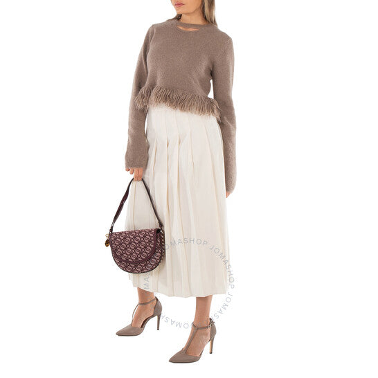 Stella McCartney, Ladies Burgundy Frayme Medium S-Wave Flap Shoulder Bag