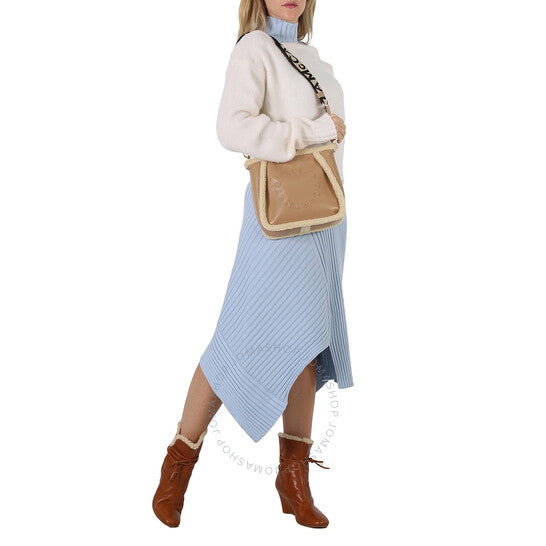 Stella McCartney, Ladies Sand Leather Logo Perforated Bag