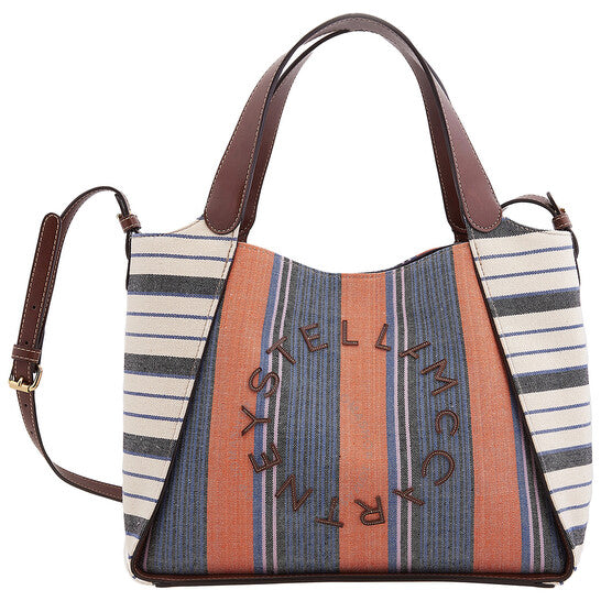 Stella McCartney, Logo Lettering Stripe Pattern Tote Bag