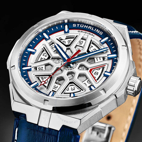 ساعة ستوهرلينغ أوريجينال ليجاسي أوتوماتيكية للرجال بمينا أزرق