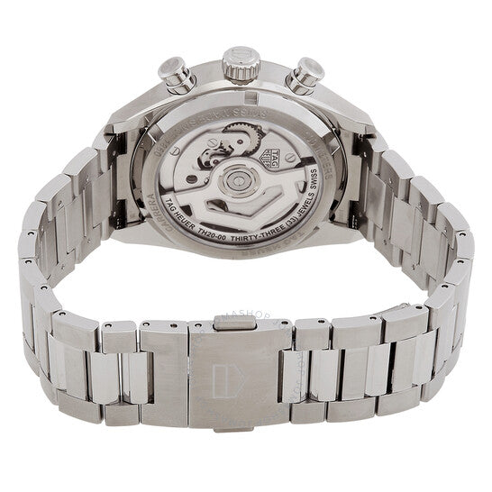 ساعة تاغ هوير كاريرا كرونوغراف أوتوماتيكية للرجال بمينا فضي