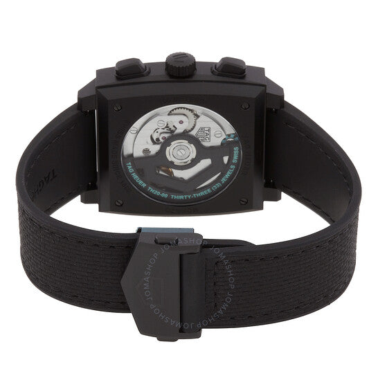 ساعة تاغ هوير موناكو كرونوغراف أوتوماتيكية للرجال بمينا أسود