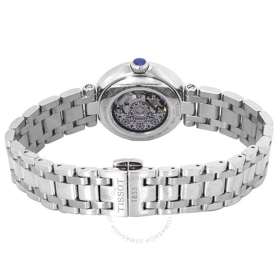 ساعة تيسو بيليسيما أوتوماتيكية للسيدات بمينا أبيض