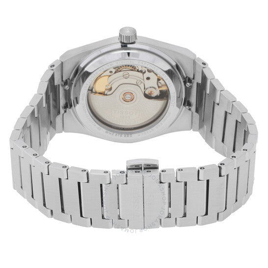 ساعة تيسو PRX أوتوماتيكية للسيدات بمينا رمادي مرصعة بالألماس