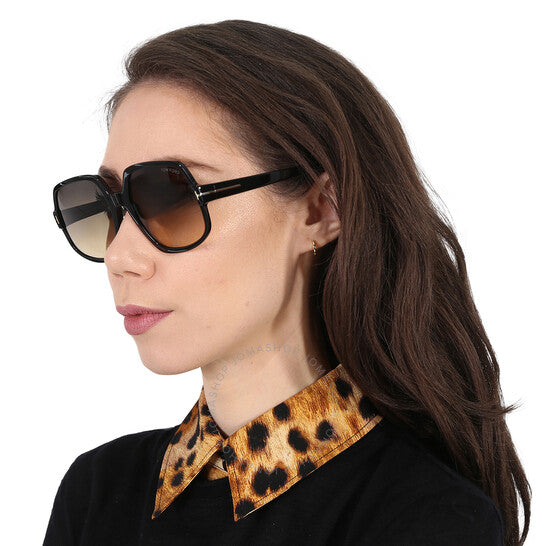 Tom Ford, Delphine Smoke Gradient Oversized Ladies Sunglasses