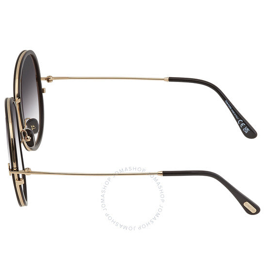 نظارات شمسية نسائية دائرية من توم فورد، لون دخاني متدرج