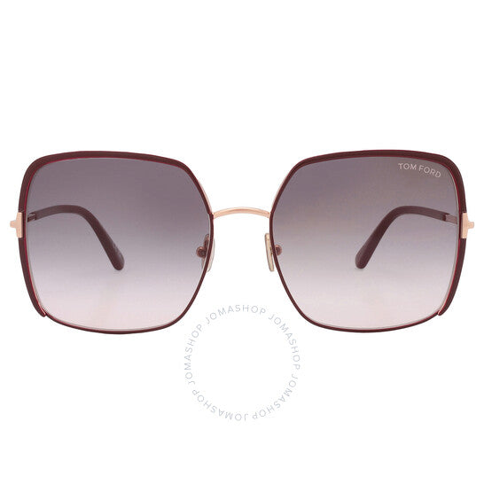 Tom Ford, Raphaela Smoke Gradient To Pink Square Ladies Sunglasses