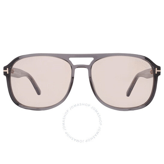 نظارات شمسية توم فورد روسكو بايلوت للرجال باللون البني الفاتح