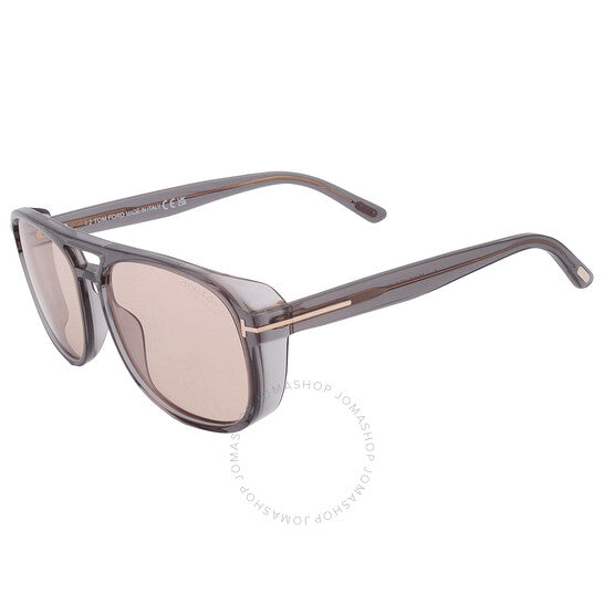 نظارات شمسية توم فورد روسكو بايلوت للرجال باللون البني الفاتح