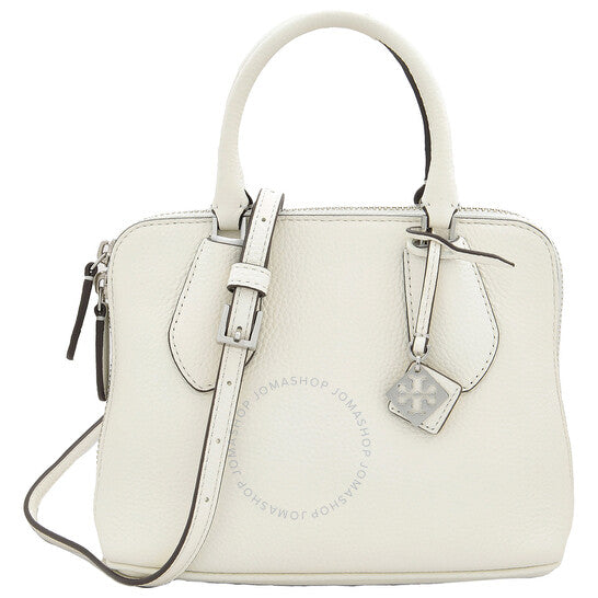 Tory Burch, White Pebbled Leather Mini Swing Satchel