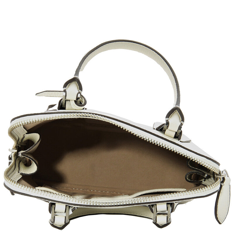 White Pebbled Leather Mini Swing Satchel