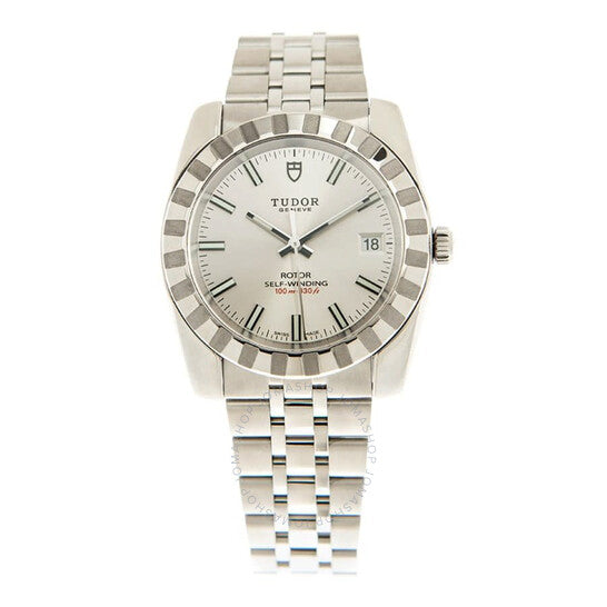 ساعة تيودور الكلاسيكية الأوتوماتيكية للرجال بمينا فضي