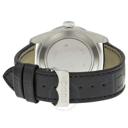 ساعة تيودور غلامور الميكانيكية بمينا رمادي وجلد أسود