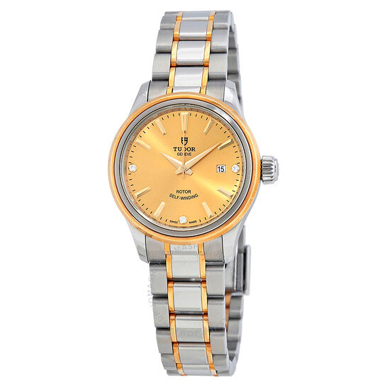 Tudor, Style Champagne Diamond Dial Ladies Two Tone Watch