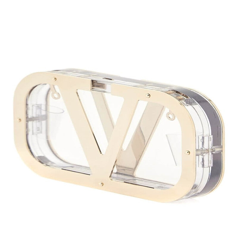 Garavani Logo-Plaque Clear Clutch