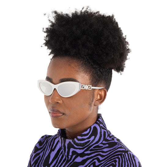 Versace, Blue Mirror Silver Cat Eye Ladies Sunglasses