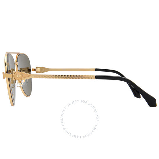 نظارة شمسية فيرساتشي بايلوت للرجال، لون بني وذهبي، بتصميم مرآة