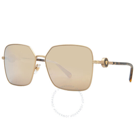 Versace, Brown/Mirrored Gold Square Ladies Sunglasses