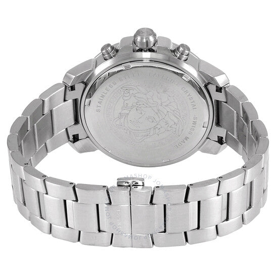 ساعة فيرساتشي كرونوغراف كوارتز للرجال بمينا فضي