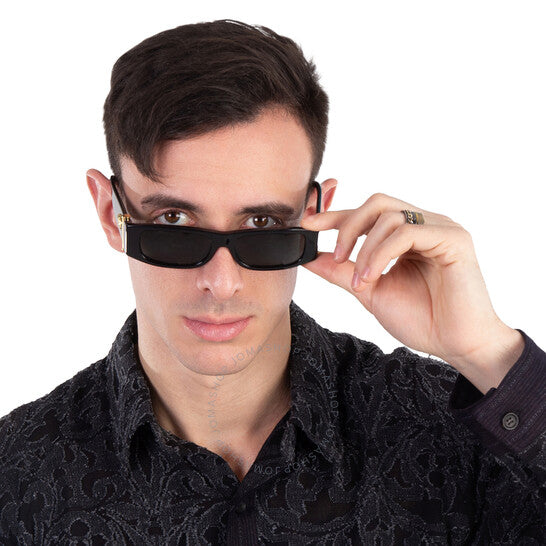 نظارة شمسية مستطيلة رمادية داكنة للرجال من فيرساتشي