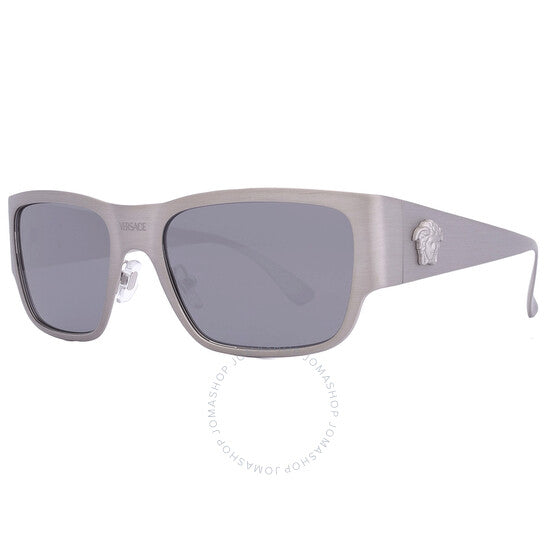 Versace, Light Grey Mirror Black Square Men's Sunglasses