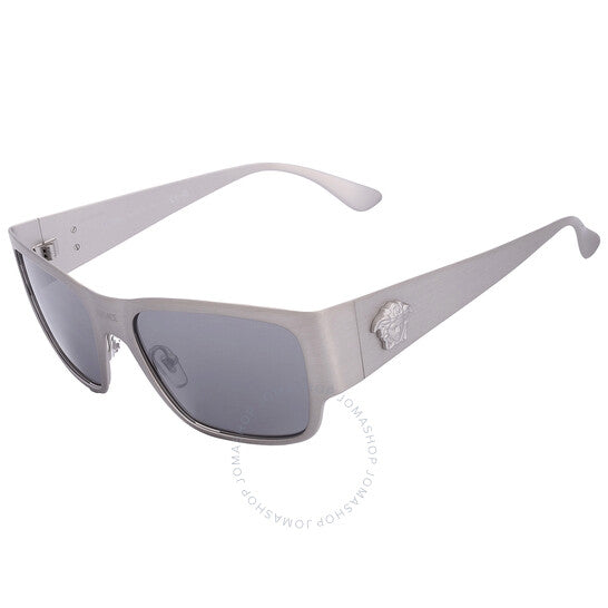 Versace, Light Grey Mirror Black Square Men's Sunglasses