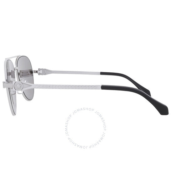 Versace, Light Grey Silver Mirror Pilot Men's Sunglasses