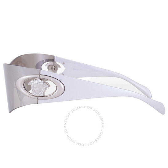 Versace, Light Grey Silver Mirror Shield Men's Sunglasses