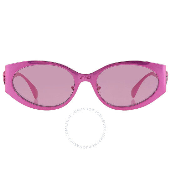 Versace, Violet Mirror Silver Oval Ladies Sunglasses