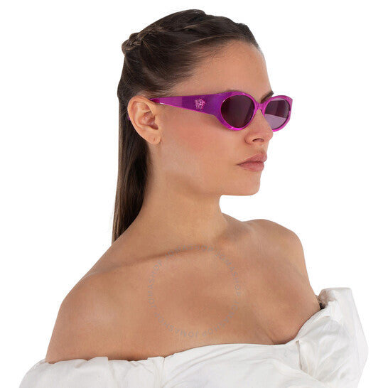 Versace, Violet Mirror Silver Oval Ladies Sunglasses