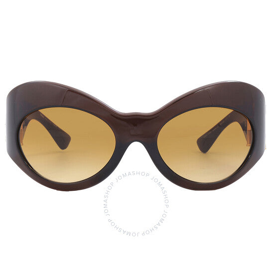 نظارة شمسية نسائية من فيرساتشي، لون أصفر متدرج بني، بتصميم غير منتظم