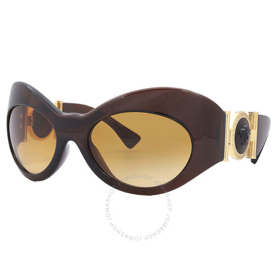 نظارة شمسية نسائية من فيرساتشي، لون أصفر متدرج بني، بتصميم غير منتظم