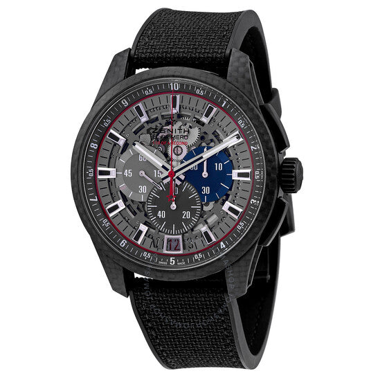ساعة Zenith El Primero أوتوماتيكية بمينا هيكلي وسوار مطاطي